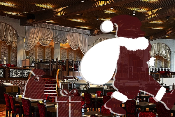 メインダイニング錦にサンタ登場